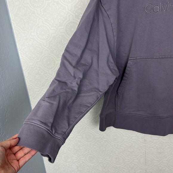 Calvin Klein Hoodie Lavender Lilac Purple Sweatshirt Pullover Boxy XL Terrycloth - Picture 4 of 7